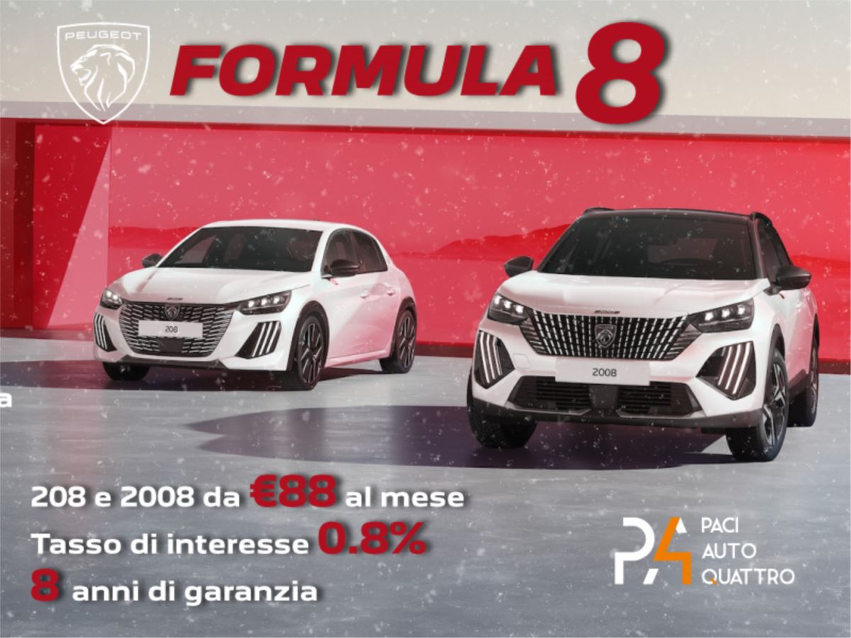 Peugeot Formula 8: guida 208 e 2008 da soli €88 al mese!